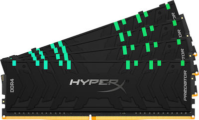 HyperX Predator RGB 128GB DDR4 RAM με 4 Modules (4x32GB) και Ταχύτητα 3600 για Desktop