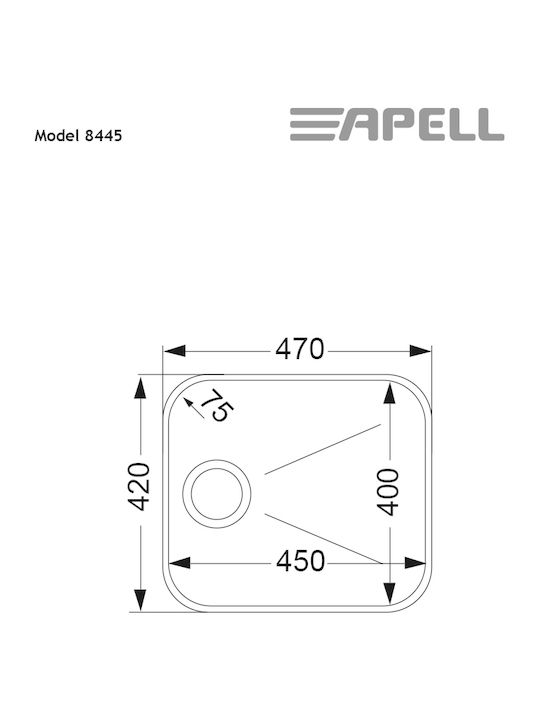 Apell 8445 8445-110 Undermount Sink Inox Satin W47xD42cm Silver