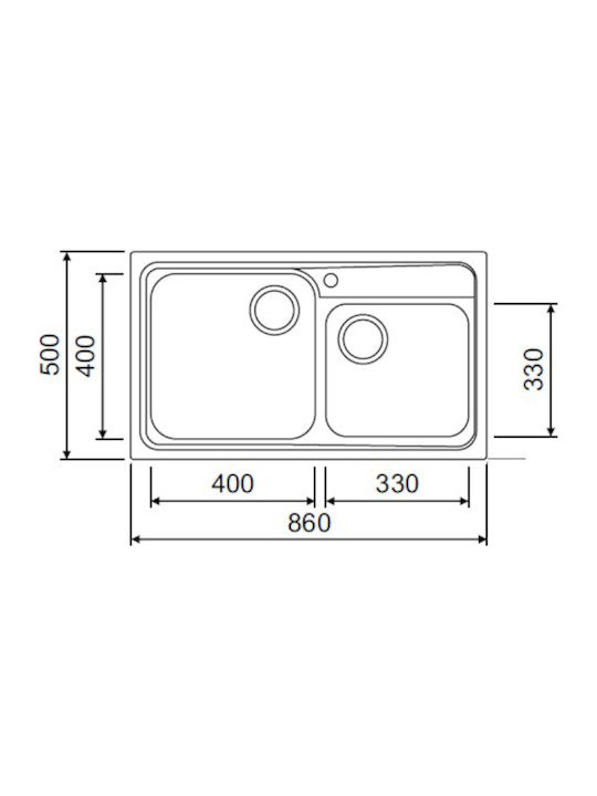 Macart OMNIA N-200 Ένθετος Νεροχύτης Αριστερός Inox Σαγρέ Μ86xΠ50cm Ασημί