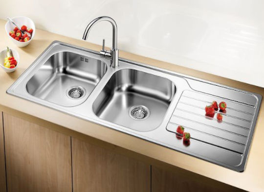 Blanco Dinas 8 S 523376 Drop-In Spüle Inox Gebürstet B116xT50cm Silber