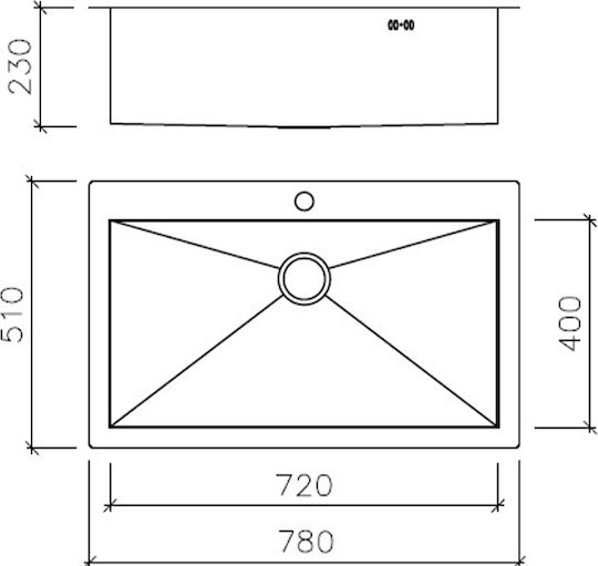 Macart Square N-100 Drop-In Мивка Inox Сатен Ш78xД51см Сребрист