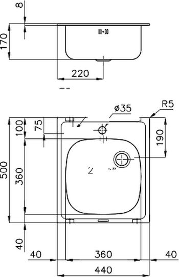 Foster 1000 Ένθετος Inox Σατινέ Μ44xΠ50cm Ασημί