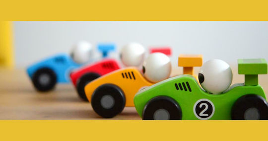 Joueco Wooden Race Car Αυτοκινητάκι Formula 1 για 3+ Ετών (Διάφορα Σχέδια) 1τμχ