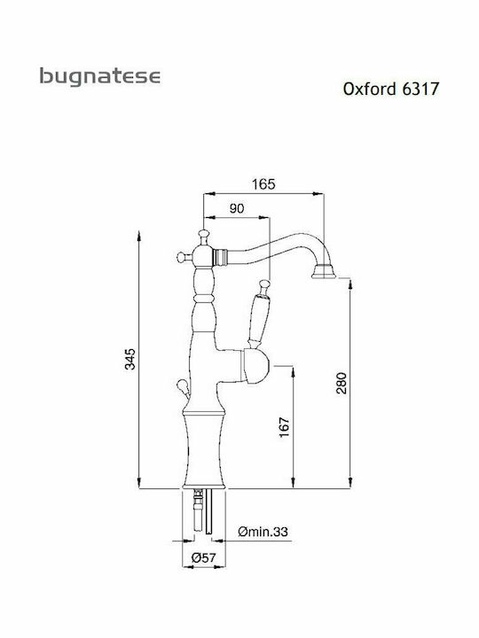 Bugnatese Oxford Mixing Tall Sink Faucet Retro Chrome