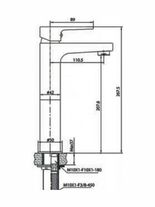 Creavit Sharp Mixing Tall Sink Faucet Silver