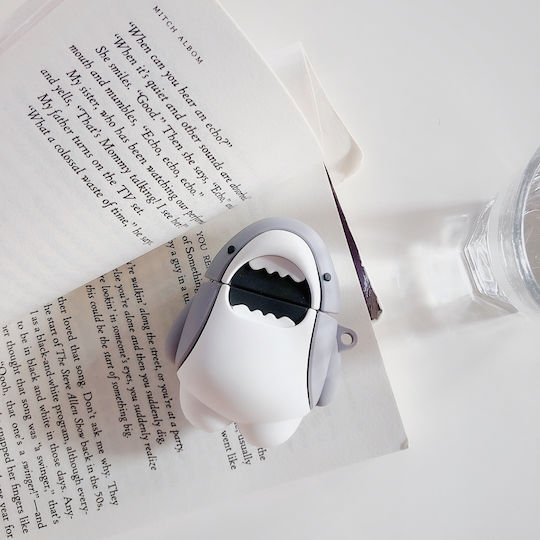 Lykl Shark Θήκη Σιλικόνης με Γάντζο σε Γκρι χρώμα για Apple AirPods