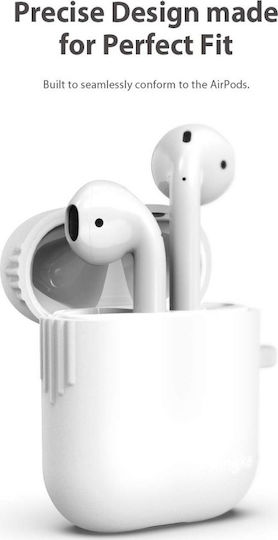 Ringke High Grade TPU Калъф с кука в Бял цвят за Apple AirPods 1 / AirPods 2