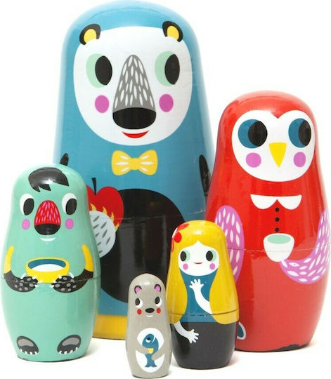 Petit Monkey Animăluț Nesting Monkey din Lemn pentru 24++ Luni