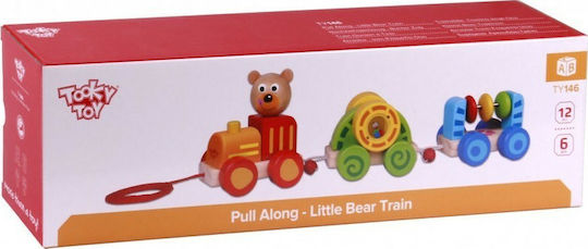 Tooky Toys Pull-Along Toy Pull-Along Train Bear made of Wood for 12++ Months