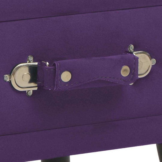 Bedside Table with Fabric Cover Purple 40x30x40cm
