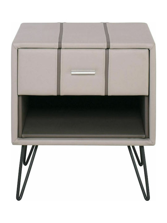 Rialto Bedside Table with Artificial Leather Beige 48x41x56cm