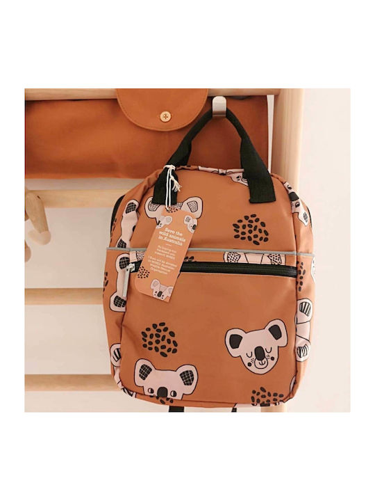 Petit Monkey Koala Σχολική Τσάντα Πλάτης Νηπιαγωγείου Καφέ με Θήκη για Παγούρι