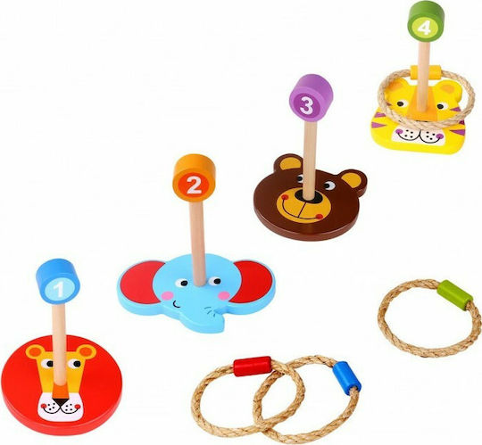 Tooky Toys Wooden Interactive Toy Rings Animals for 3+ Years (Various Designs) 1pc