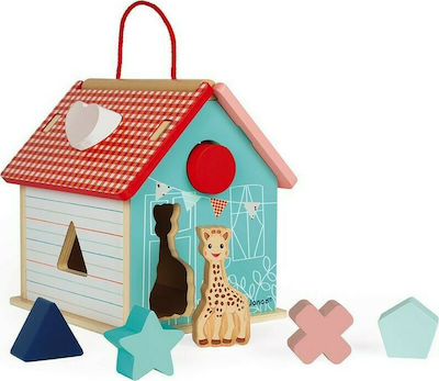 Janod Formsortierspielzeug Sophie La Girafe Shape Sorting House aus Holz für 18++ Monate