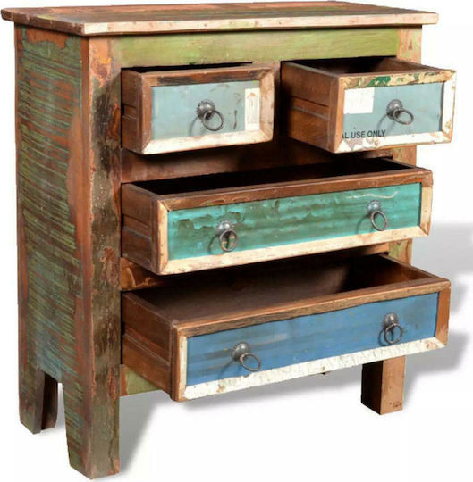 Chest of Drawers of Solid Wood with 4 Drawers 65x30x70cm