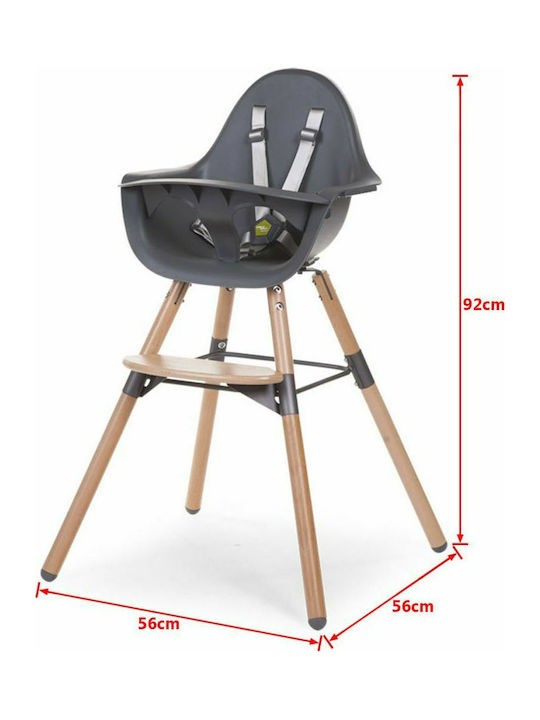Childhome Evolu 2 Baby Highchair with Adjustable Height Gray