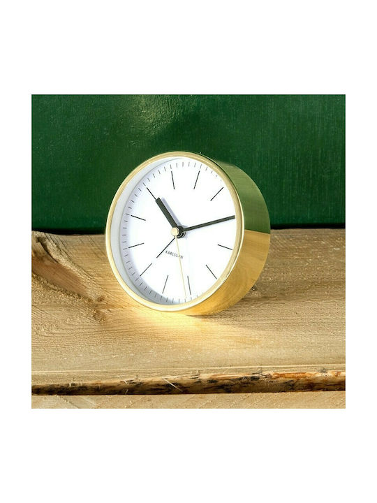 Karlsson Tabletop Clock with Indicators Metal with Alarm Clock Gold KA5683WH