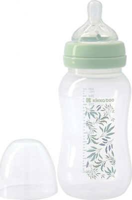 Kikka Boo Plastic Baby Bottle Anti-colic with Silicone Teat 330ml for 6+ μηνών 1pcs Mint Tropical Leaves