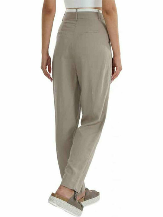 Moutaki Women's High-waisted Fabric Trousers Beige