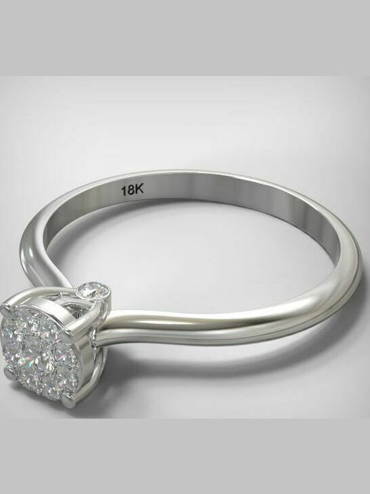 Diamond Jools Invisible EM014 Single Stone Ring in 18K White Gold Diamond Jools Invisible EM014 Single Stone Ring in 18K White Gold