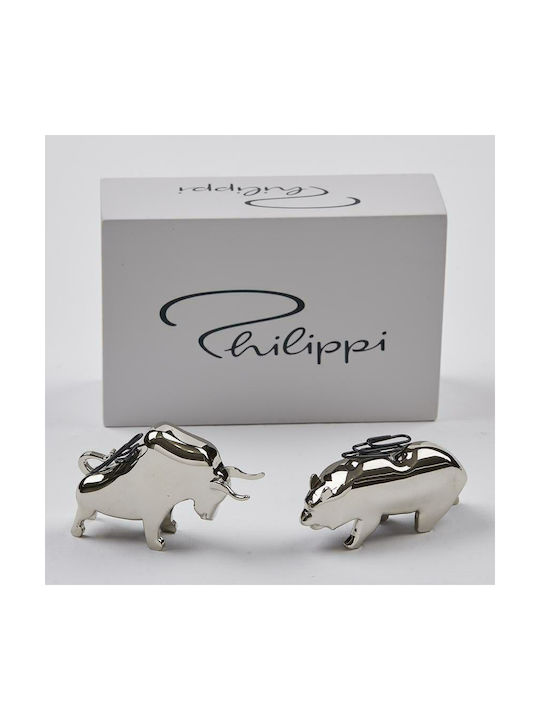 Philippi Press Papier for Office Decoration from Metallic 7.6x2.5x5cm in Silver color