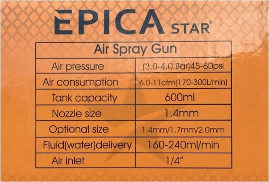 Epica Star Air Spray Paint Gun Top Cup 1.4mm