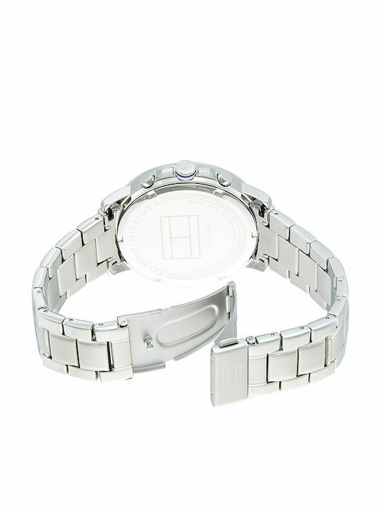 Tommy Hilfiger Keagan Men's Watch 45mm Chronograph Battery with Silver Metal Bracelet