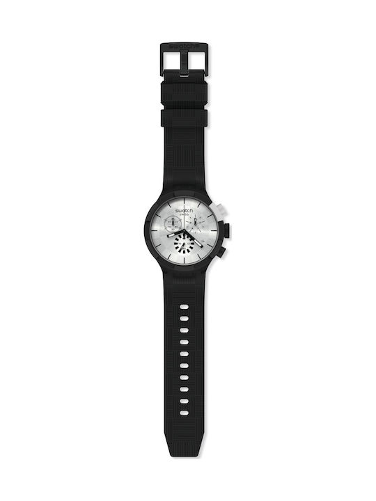 Swatch Unisex Ανδρικό Ρολόι 47mm Χρονογράφος Μπαταρίας με Μαύρο Καουτσούκ Λουράκι