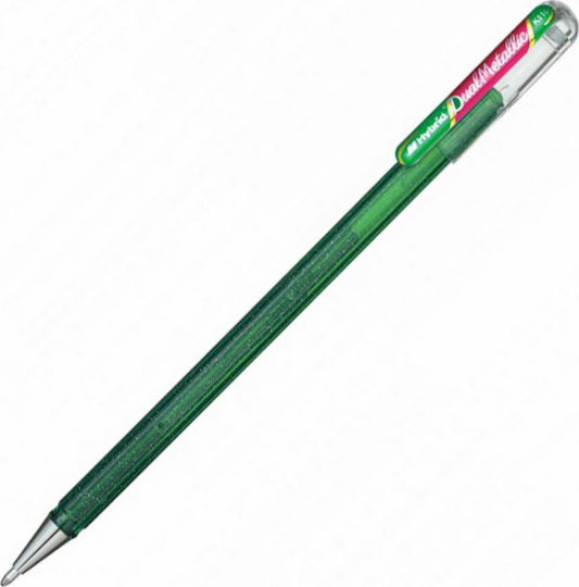 Pentel Hybrid Dual Metallic K110 Pen Gel 1mm Green with Green Ink K110-DBD Green-Red