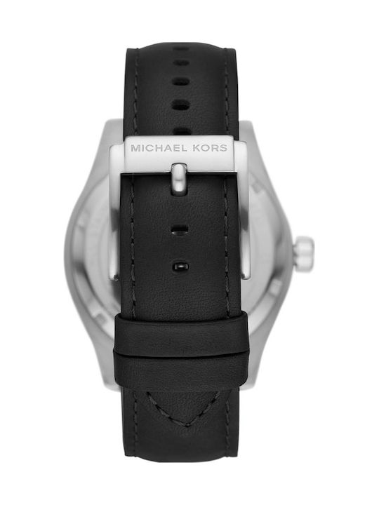 Michael Kors Layton Men's Watch 44mm Battery with Black Leather Strap