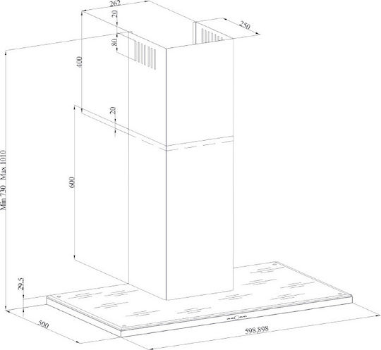 Davoline Slim Plus IX-BL Каминен аспиратор 90см Inox