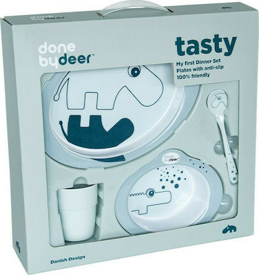 Done by Deer Feeding Set made of Melamine with Non-Slip Base Blue 4pcs