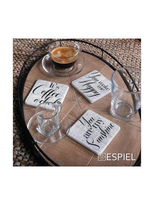 Espiel Ceramic White Coasters Coffee 9.5x9.5cm 6pcs