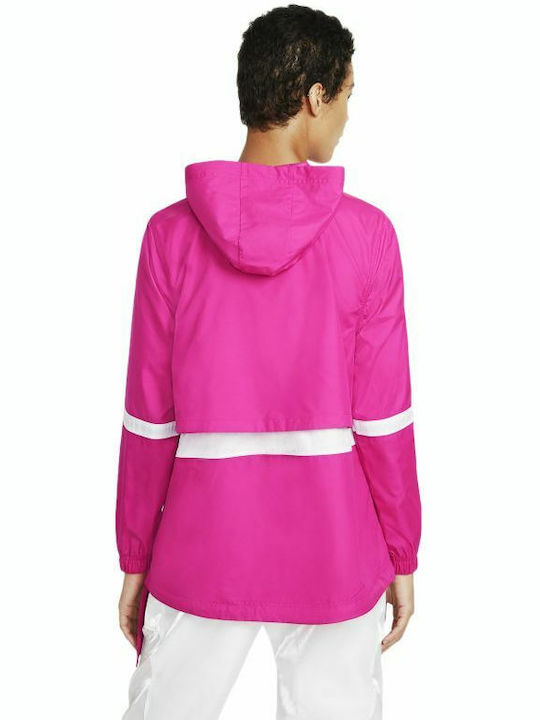 Nike Women's Running Short Sports Jacket Waterproof and Windproof for Winter with Hood Fuchsia