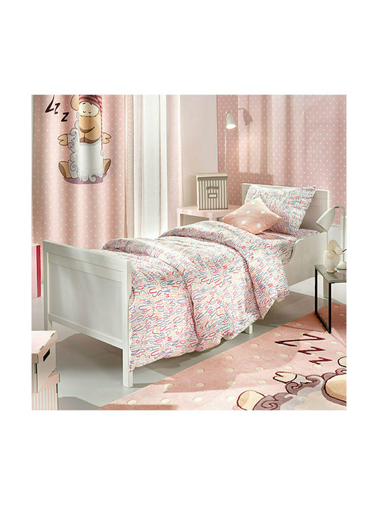 Saint Clair Sheet Set Single Cotton Letters Pink 160x250cm 3pcs