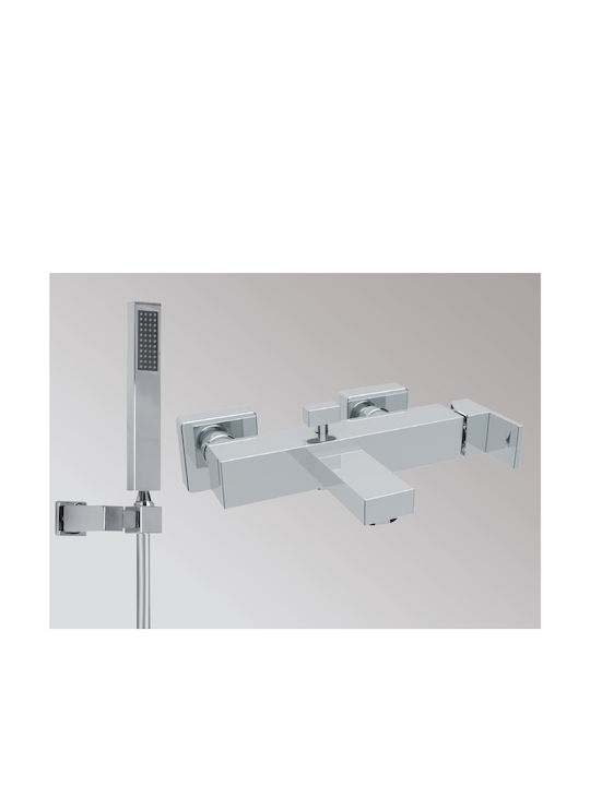 Teorema Blog 2 Mixing Bathtub Shower Faucet Complete Set Silver
