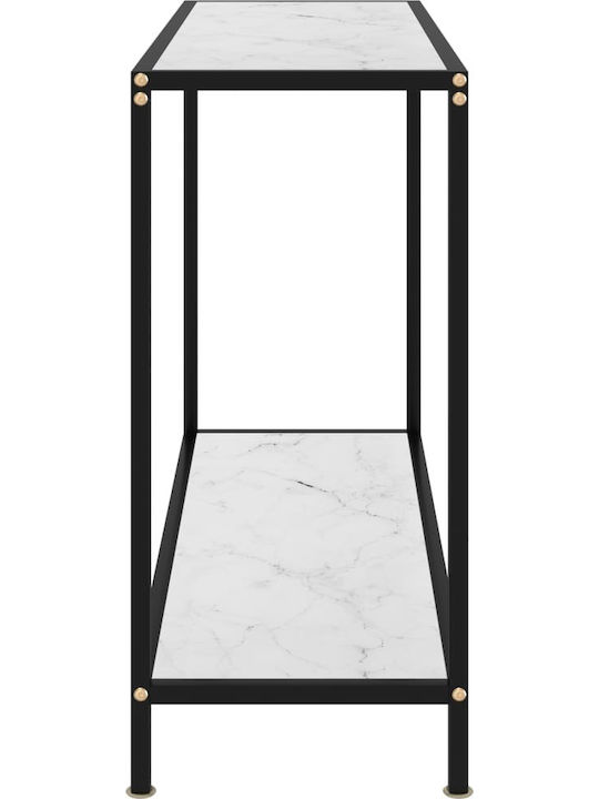 Consolă Metalică cu Suprafață din Sticlă Alb / Negru L100xL35xH75buc