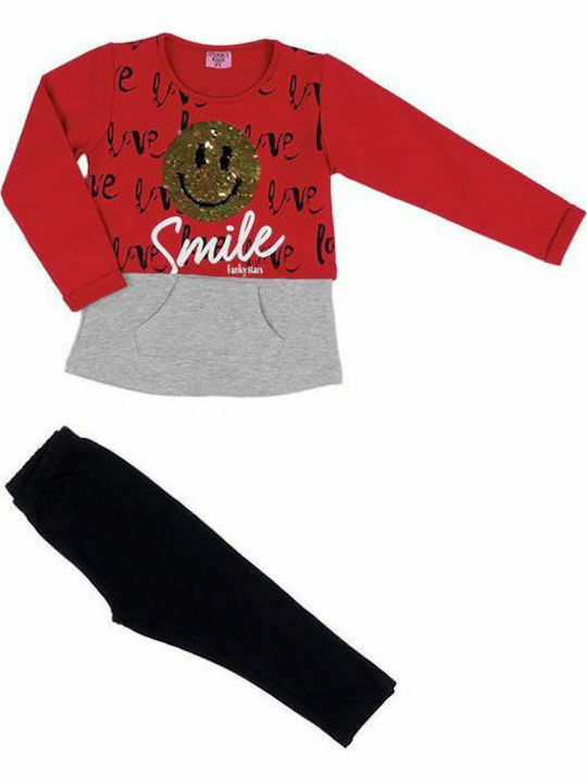 Funky Kinder Set mit Leggings Winter 2Stück Rot