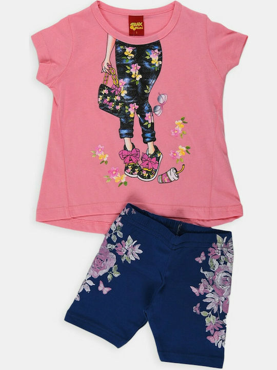 Trax Kids Set with Shorts Summer 2pcs Pink Σετ Βερμούδα Με Μπλουζάκι