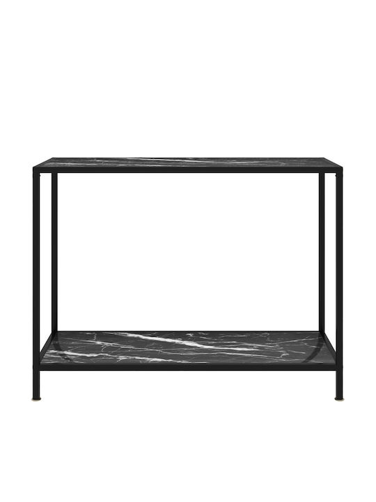 Consolă Metalică cu Suprafață din Sticlă Întuneric L100xL35xH75buc