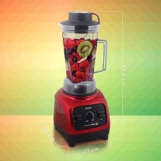 Sogo Gewerblicher Mixer 1.8kW Rotes mit Kapazität Kanäte 2lt 23x25x52.5cm