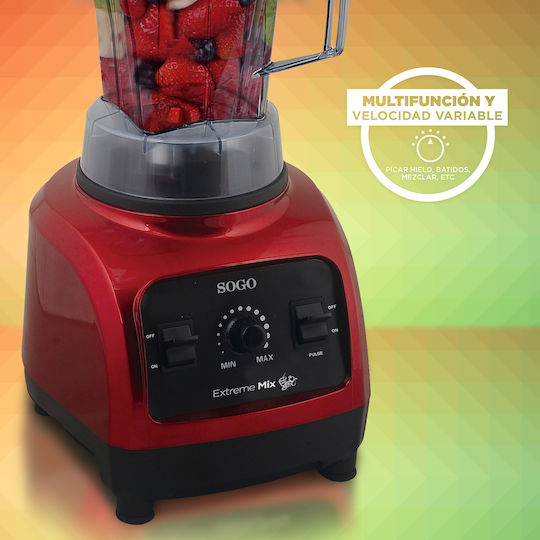 Sogo Gewerblicher Mixer 1.8kW Rotes mit Kapazität Kanäte 2lt 23x25x52.5cm