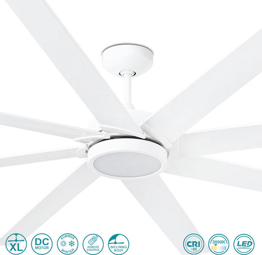 Faro Barcelona Century XL 3000K WIZ Ceiling Fan 165cm with Light Fixture White