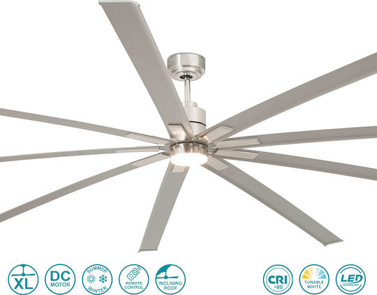 Faro Barcelona Manhattan XXL Deckenventilator 244cm mit Leuchte Matt Nickel