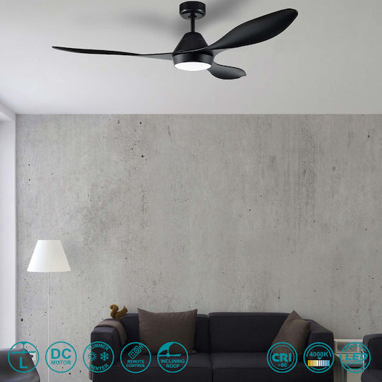 Eglo Antibes Ceiling Fan 132cm with Light Fixture Black