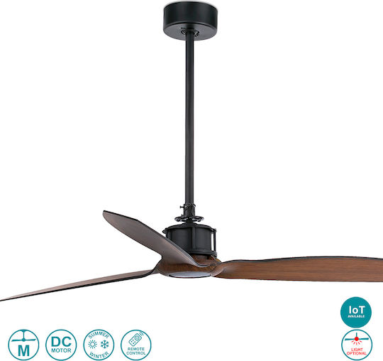 Faro Barcelona Just Fan DC Smart 33395WP Ceiling Fan 128cm with WiFi and Remote Control Black / Wood