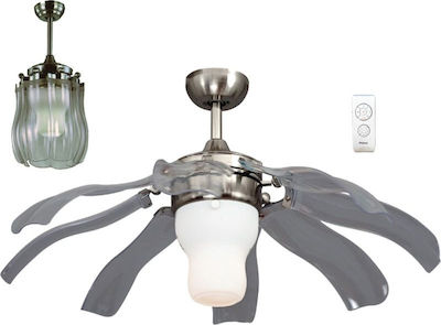 Primo MFL4811 18.308 800250 Ceiling Fan 122cm with Light and Remote Control Silver