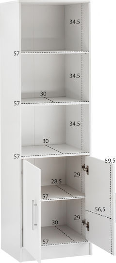 Bookcase Ensley White Shade 60x30x180cm