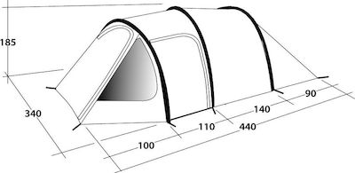 Outwell Σκηνή Camping Τούνελ Μπλε με Διπλό Πανί 4 Εποχών για 5 Άτομα