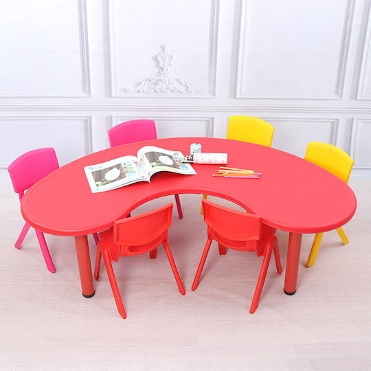 Set Kinder Tisch Kunststoff Halbmond mit Stühlen Kinder Tischset mit Stühlen aus Plastik Rot Fun Baby